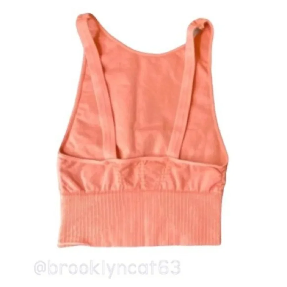 Free People Good Karma High Neck Crop Top Autumn Leaves Orange XS S - Picture 4 of 6